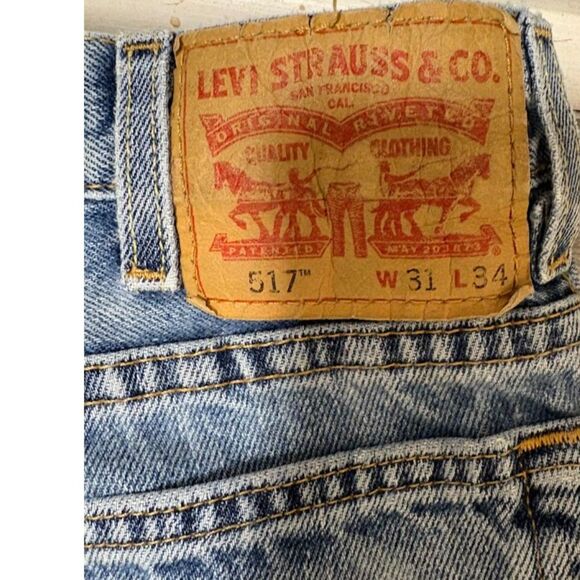 Levi's 517 Jeans 31x34 Medium Wash Thrashed Distressed Grunge Y2K Vintage Denim* - Picture 8 of 10